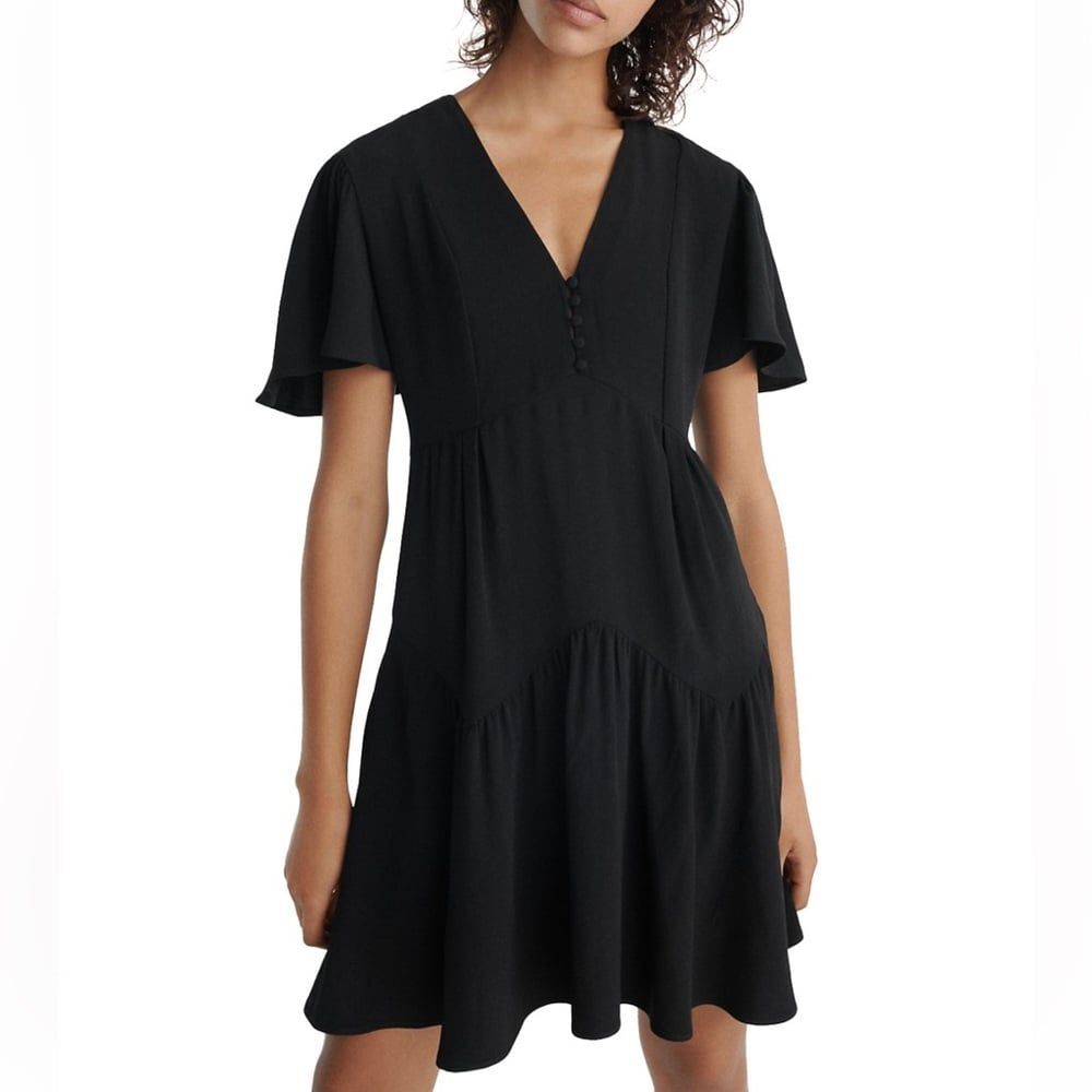 The Kooples Women’s FR 3 US LARGE Black Underground Sateen mini dress new